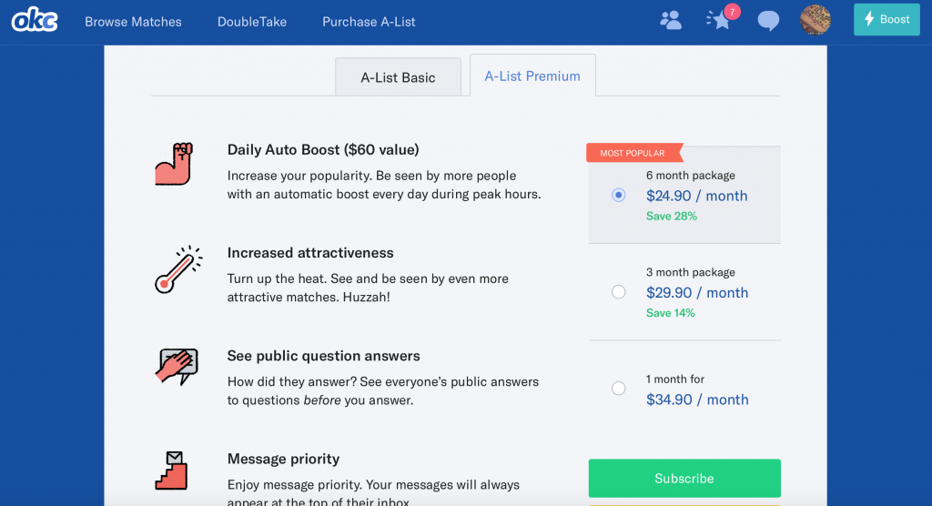 OKCupid 2017 Premium Subscription Prices