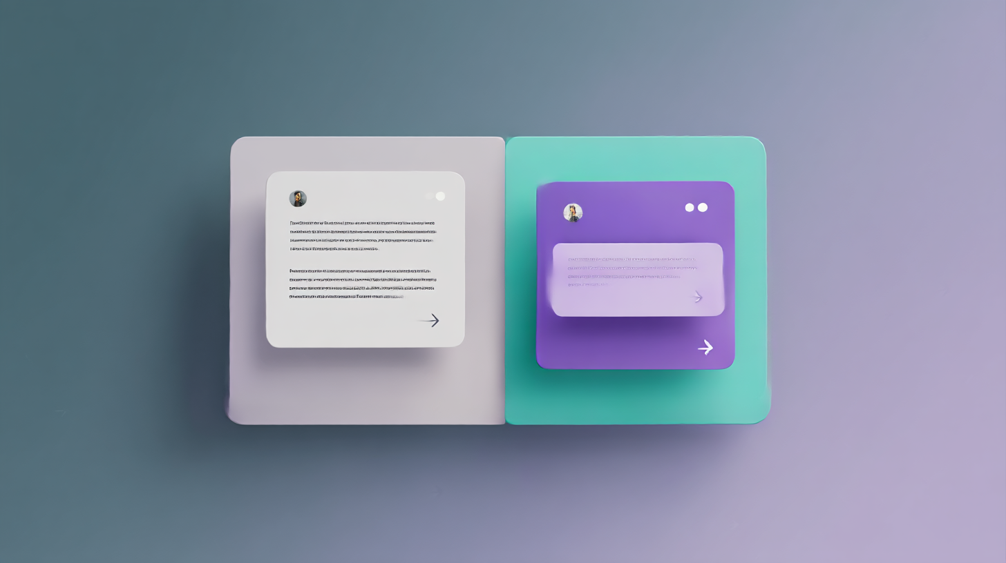 Before and after profile opener comparison — vague generic text vs. specific personality-forward text on a purple-mauve background